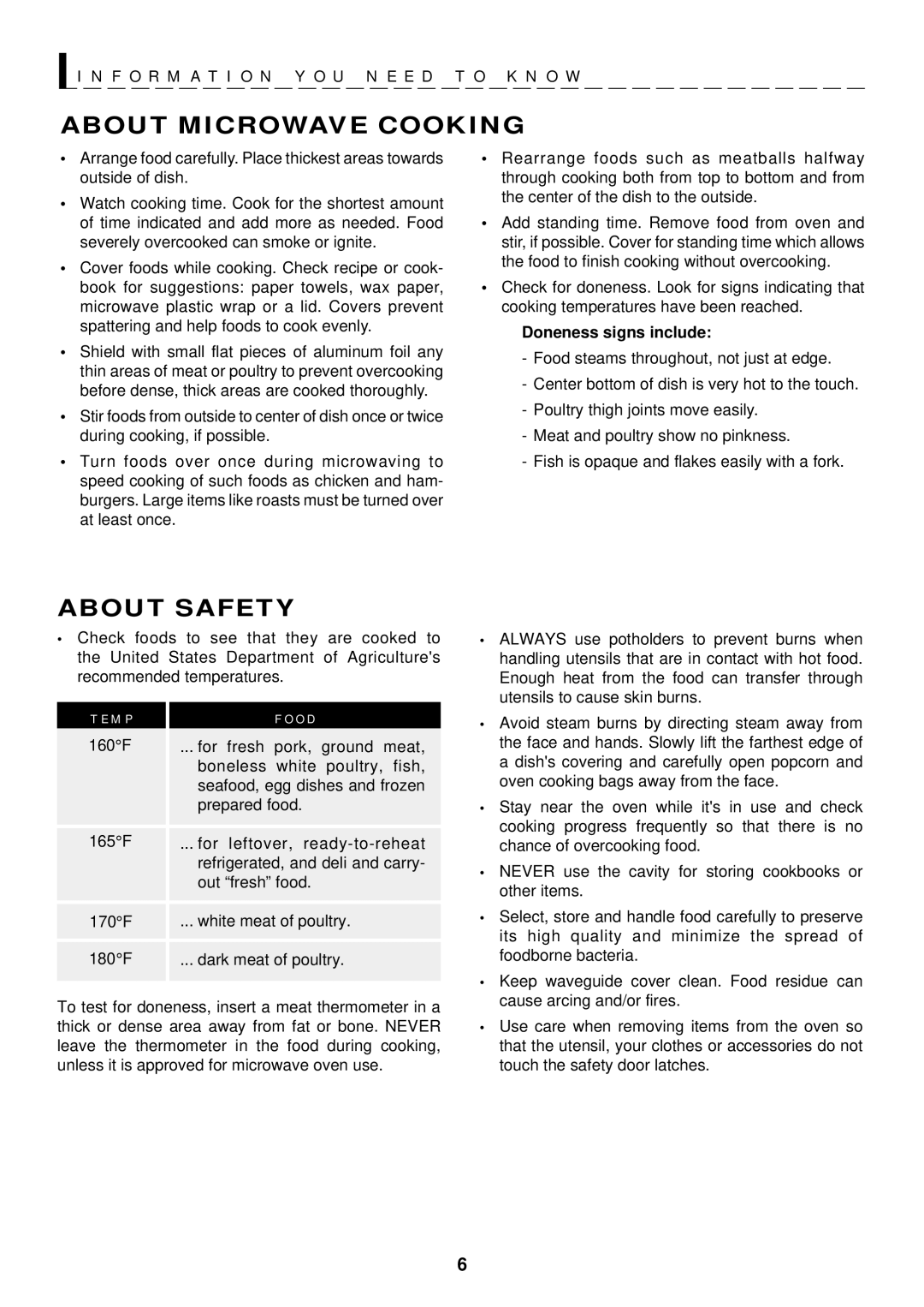 Sharp R-420D, R-520D operation manual About Microwave Cooking, About Safety, M P O D, Doneness signs include 