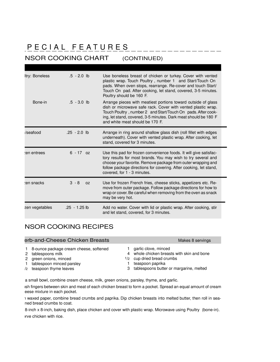 Sharp R-430CS manual Sensor Cooking Recipes, White meat should be 170 F, Covered, for 1 3 minutes, May be very hot 