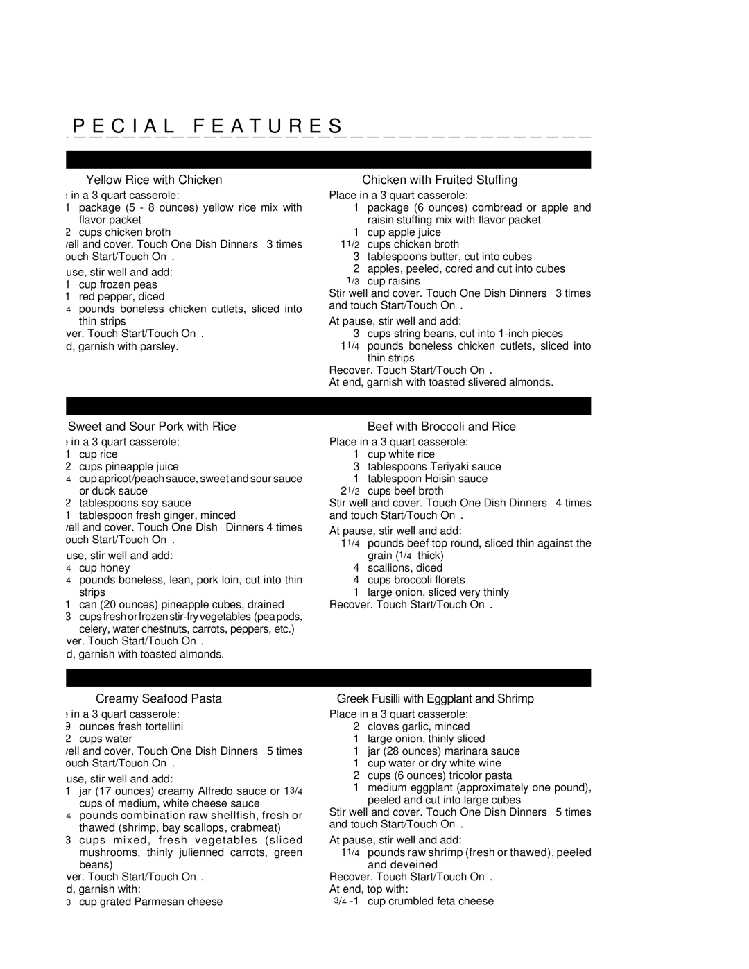 Sharp R-430CS manual Chicken Dinner 