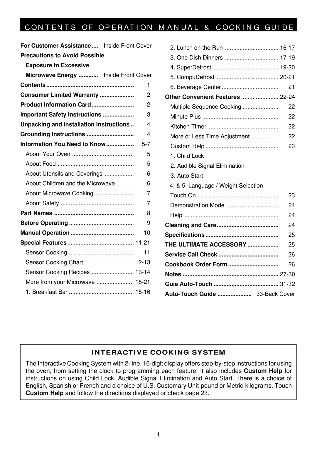 Sharp R-430CS manual Part Names, Manual Operation, Other Convenient Features, Auto-Touch Guide 