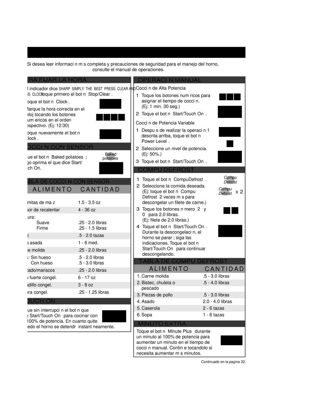 Sharp R-430CS manual Cocción de Alta Potencia, Toque el botón Start/Touch On, Cocción de Potencia Variable, Power Level 