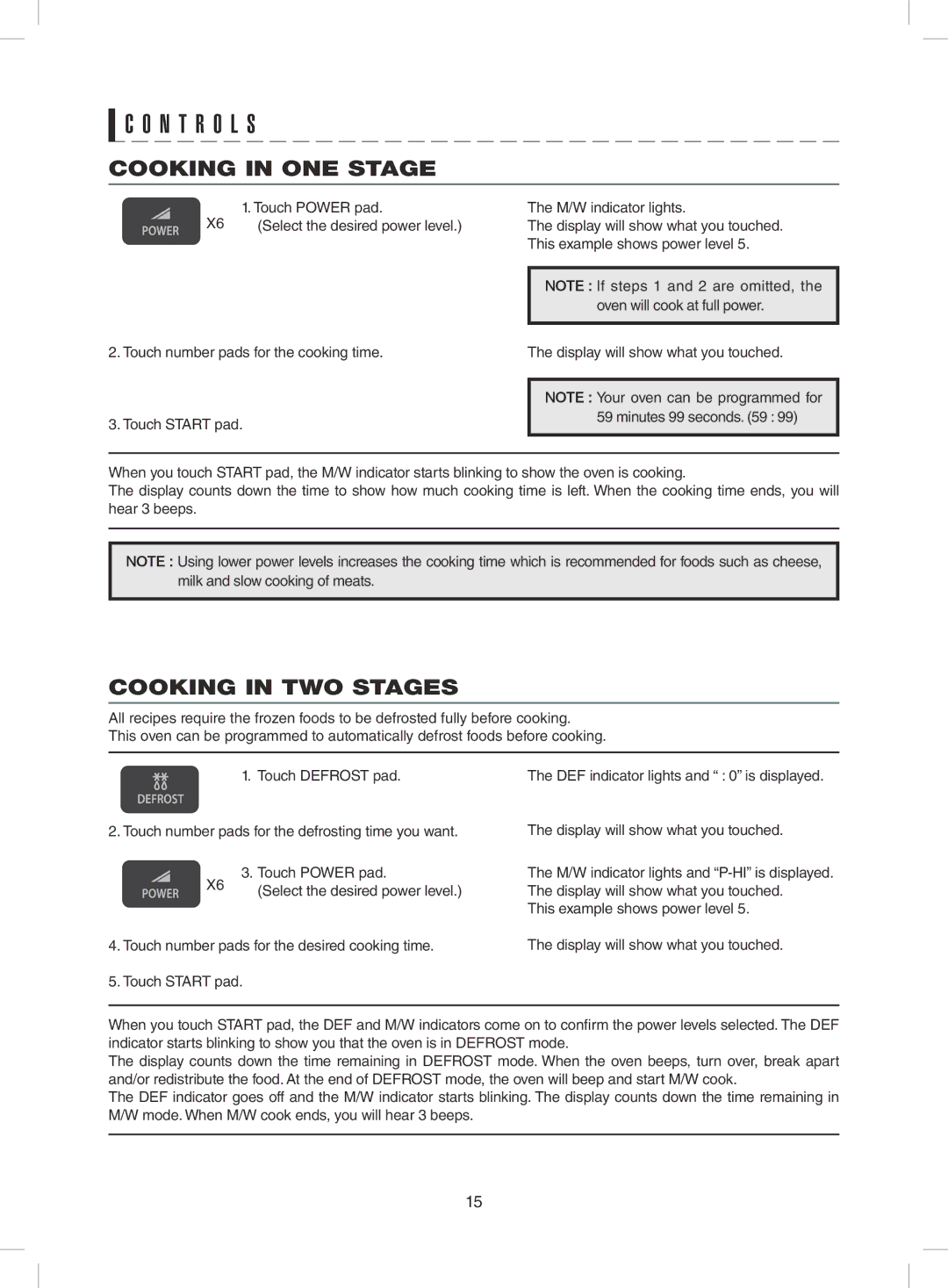 Sharp R-431ZS warranty Cooking in ONE Stage, Cooking in TWO Stages 