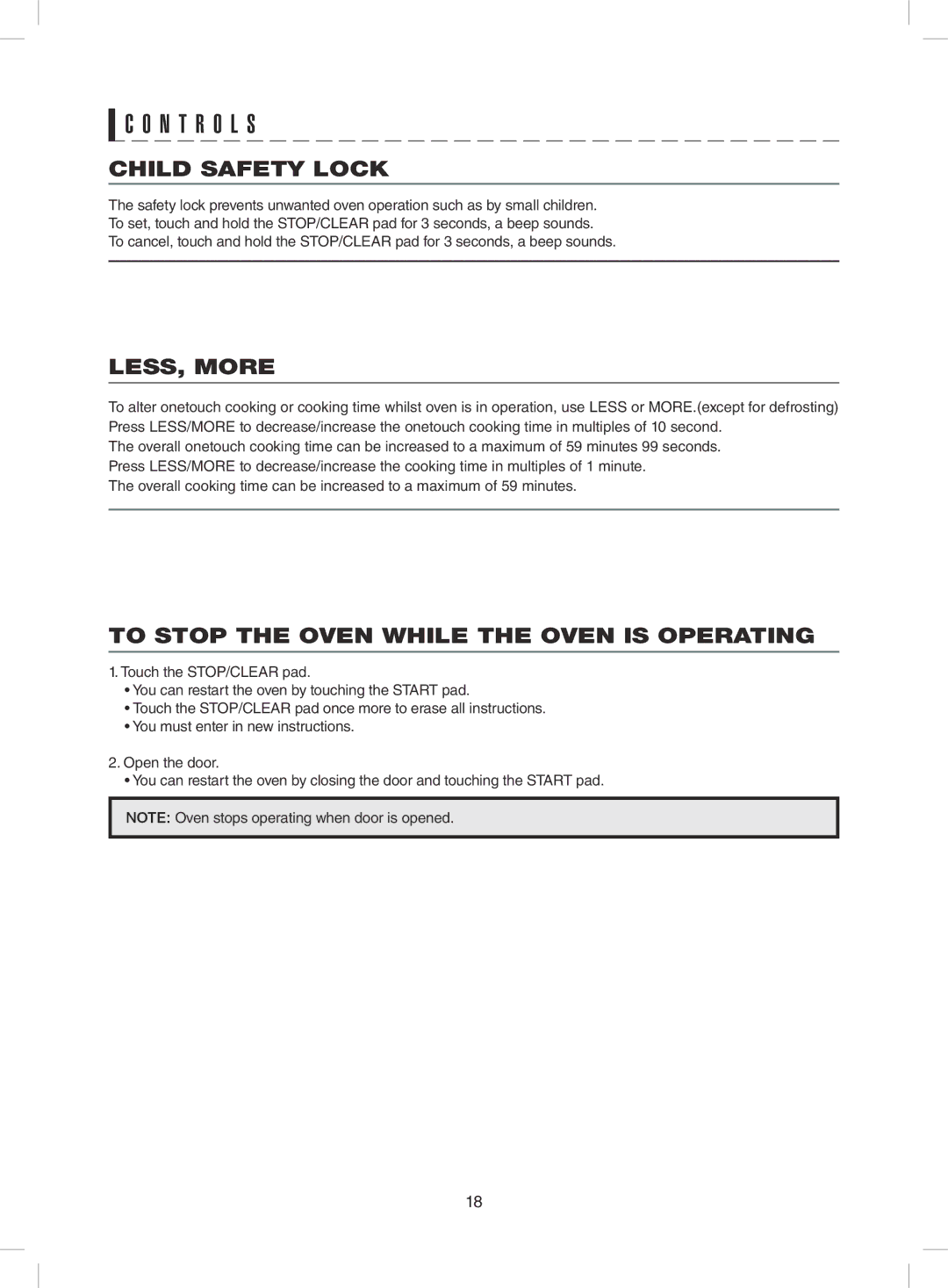 Sharp R-431ZS warranty Child Safety Lock, LESS, More, To Stop THE OVEN While the Oven is Operating 