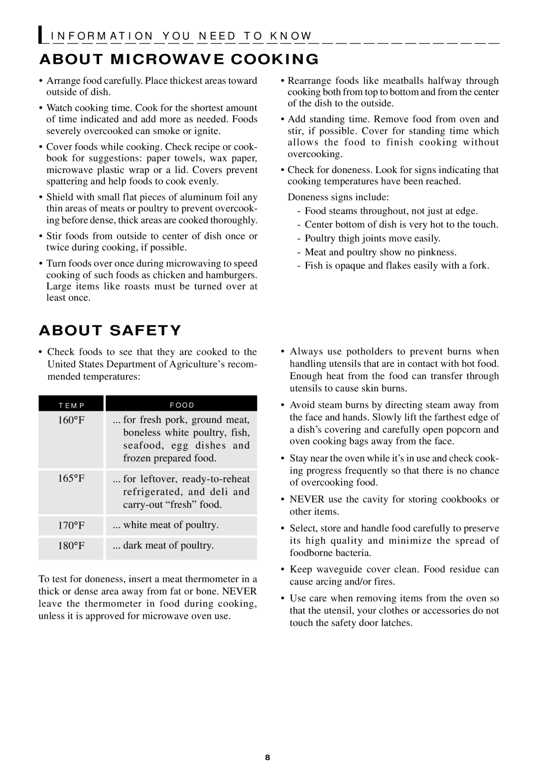 Sharp R-440/540 operation manual About Microwave Cooking, About Safety 