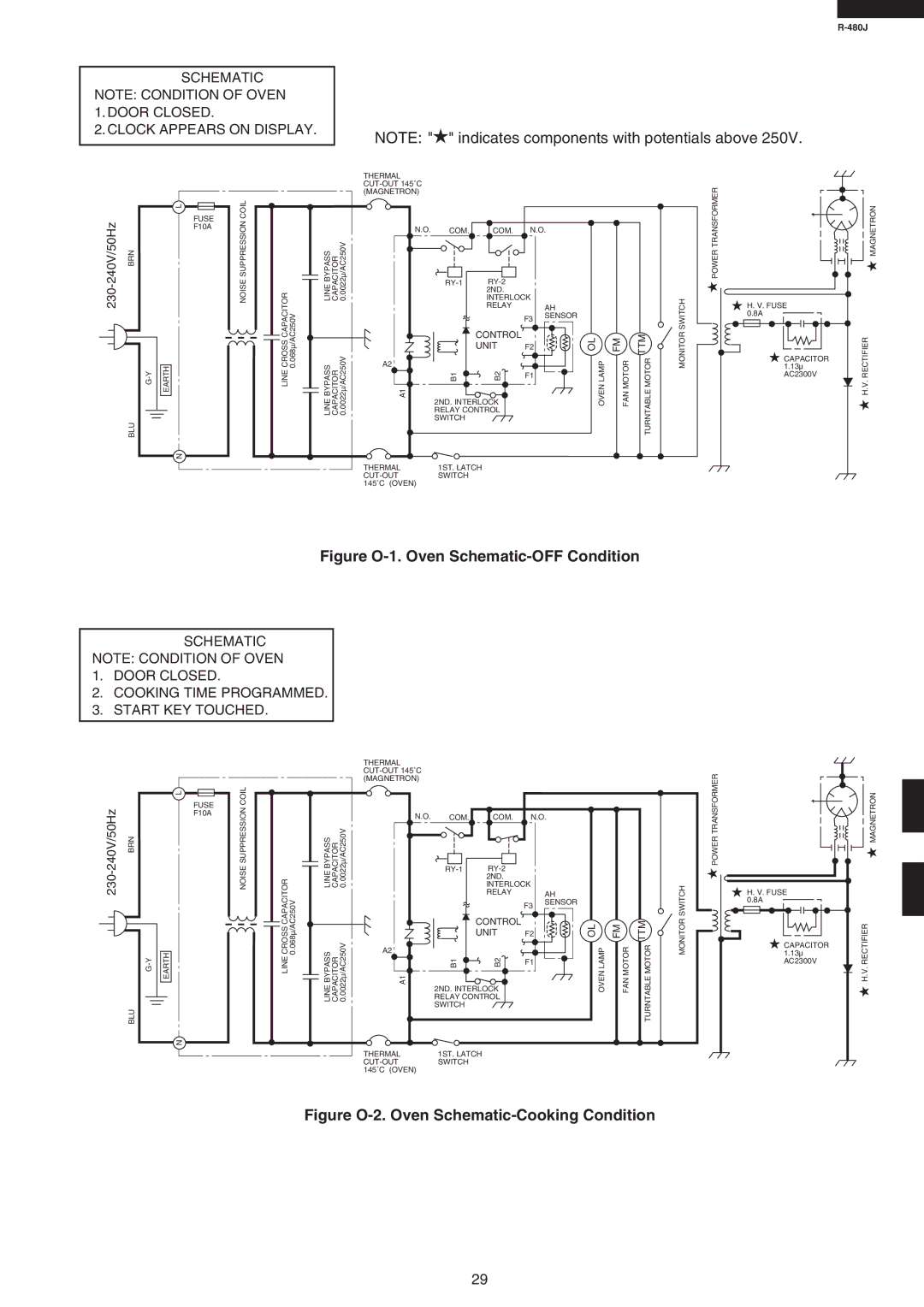 Sharp R-480J service manual Figure O-1. Oven Schematic-OFF Condition 