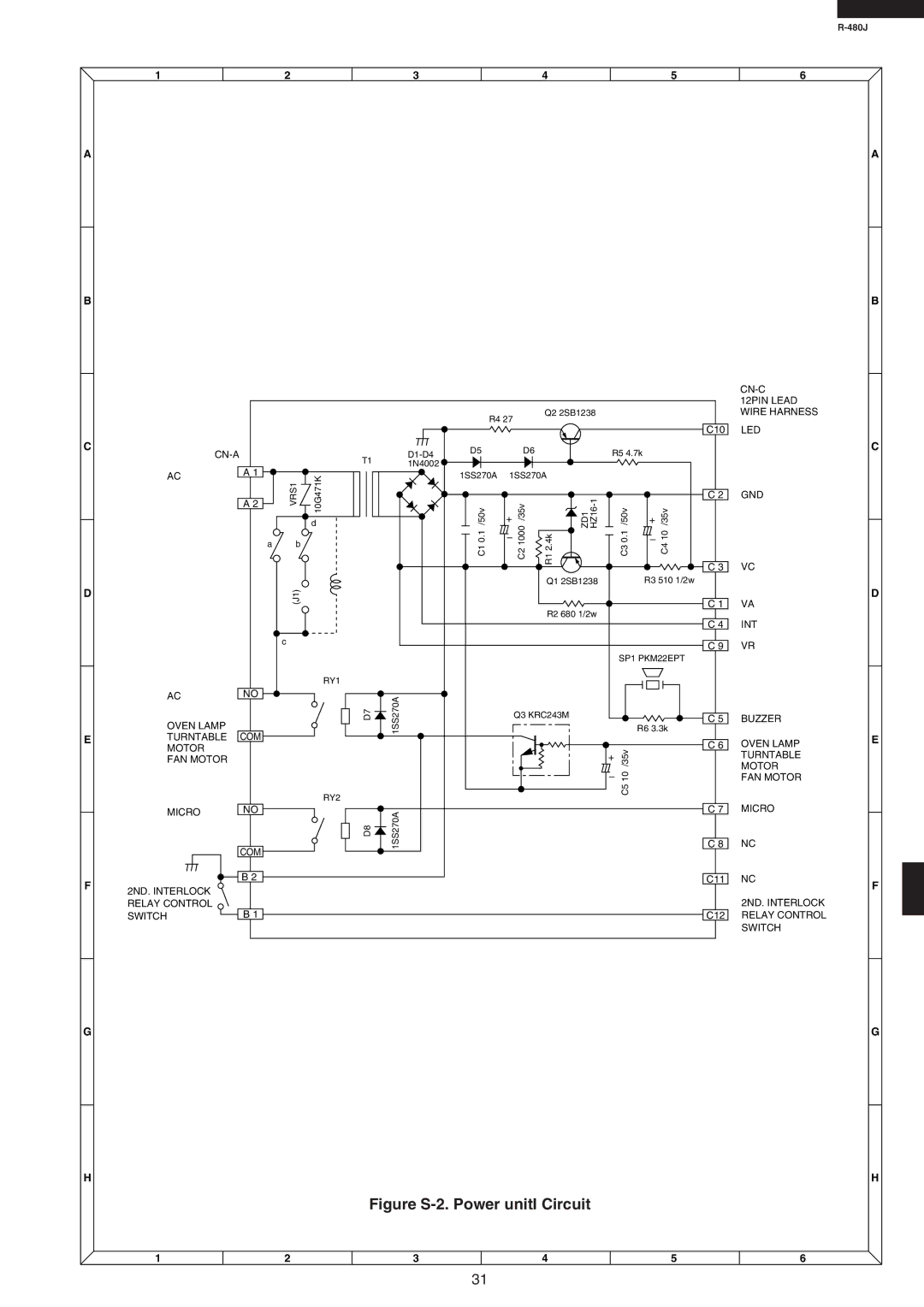 Sharp R-480J service manual Figure S-2. Power unitl Circuit 