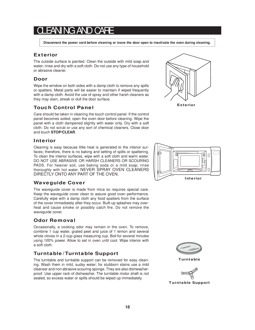 Sharp R-510HK/HW warranty E a N I N G a N D C a R E, Exterior 