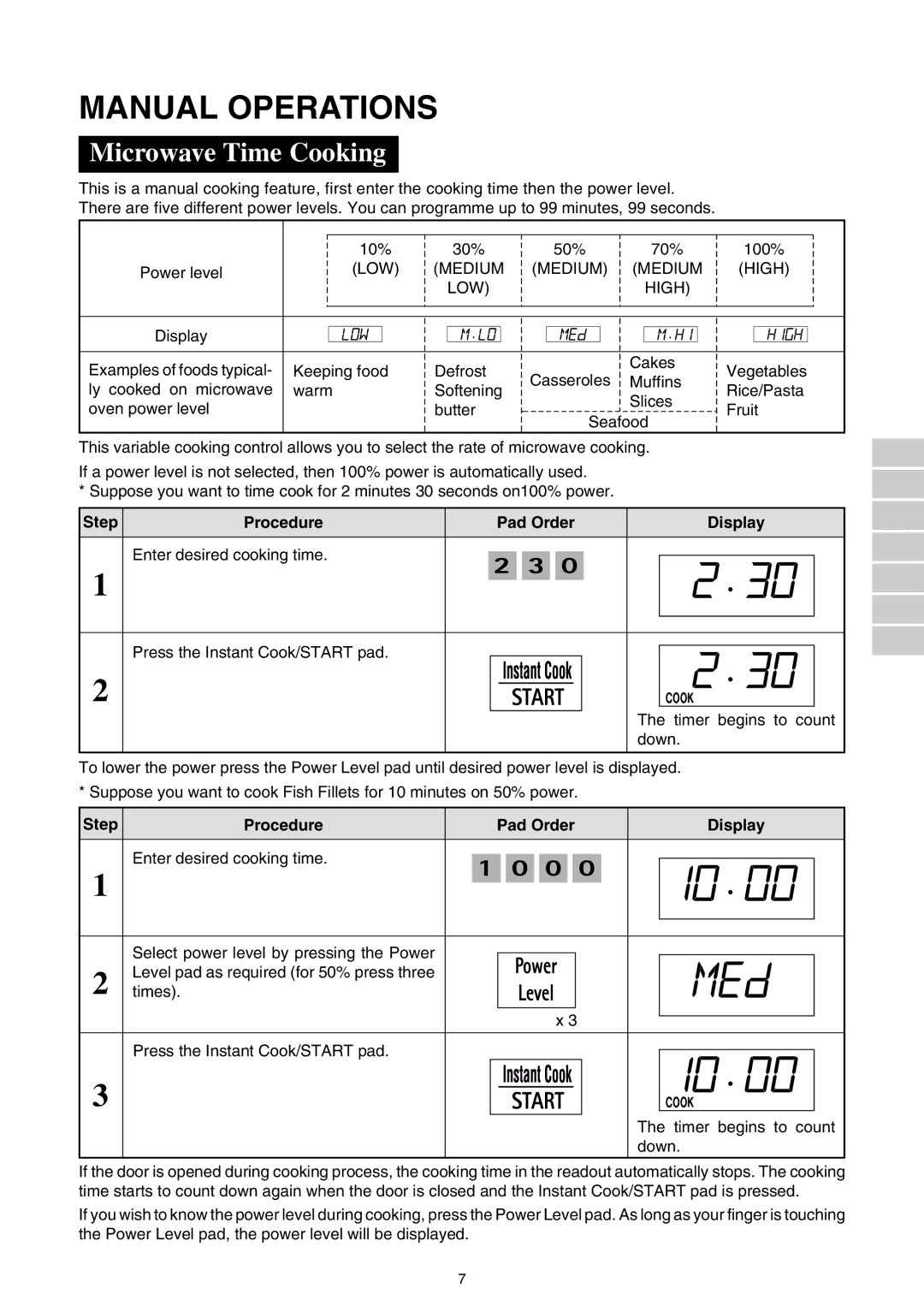 Sharp R-520E manual Manual Operations, Microwave Time Cooking 