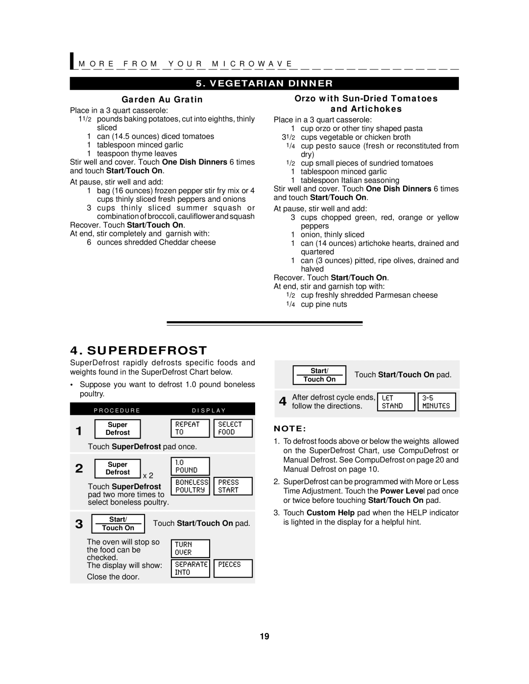 Sharp R-430D, R-530D operation manual Superdefrost, Touch SuperDefrost 