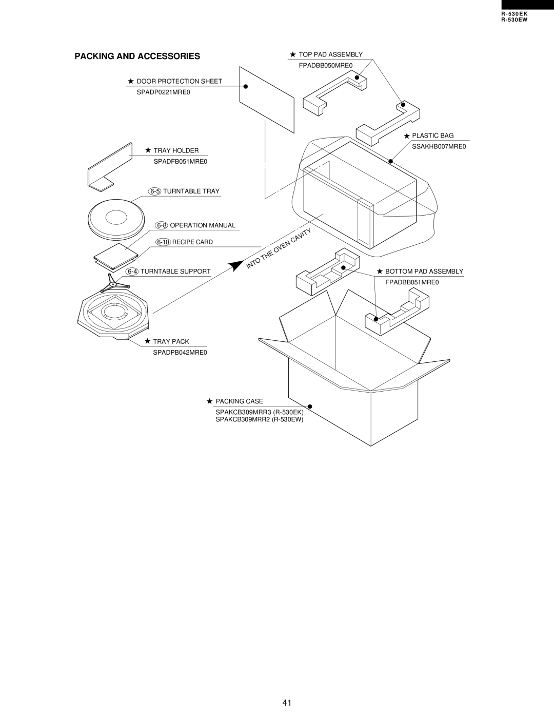 Sharp R-530EK service manual Packing and Accessories 