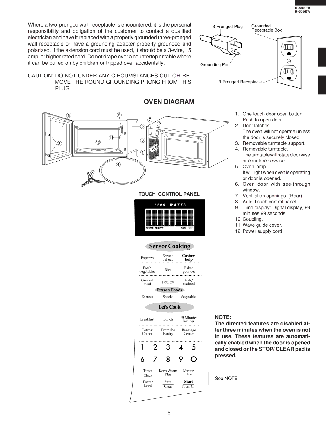 Sharp R-530EK service manual Oven Diagram, Touch Control Panel 