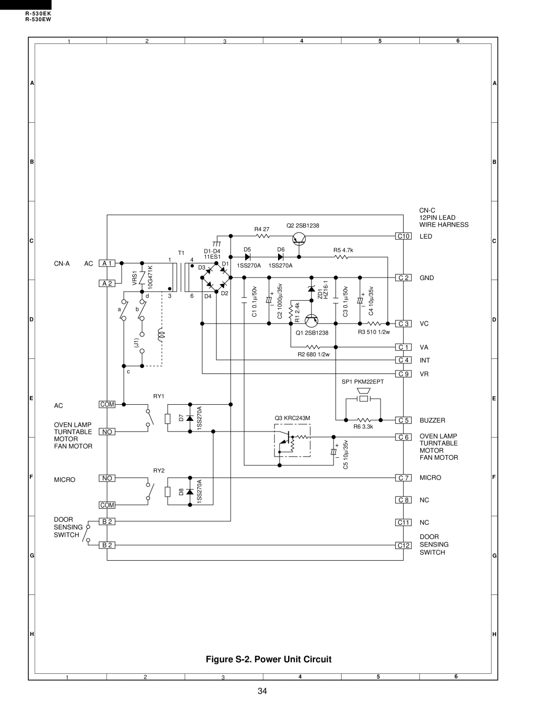 Sharp R-530EK service manual Figure S-2. Power Unit Circuit 