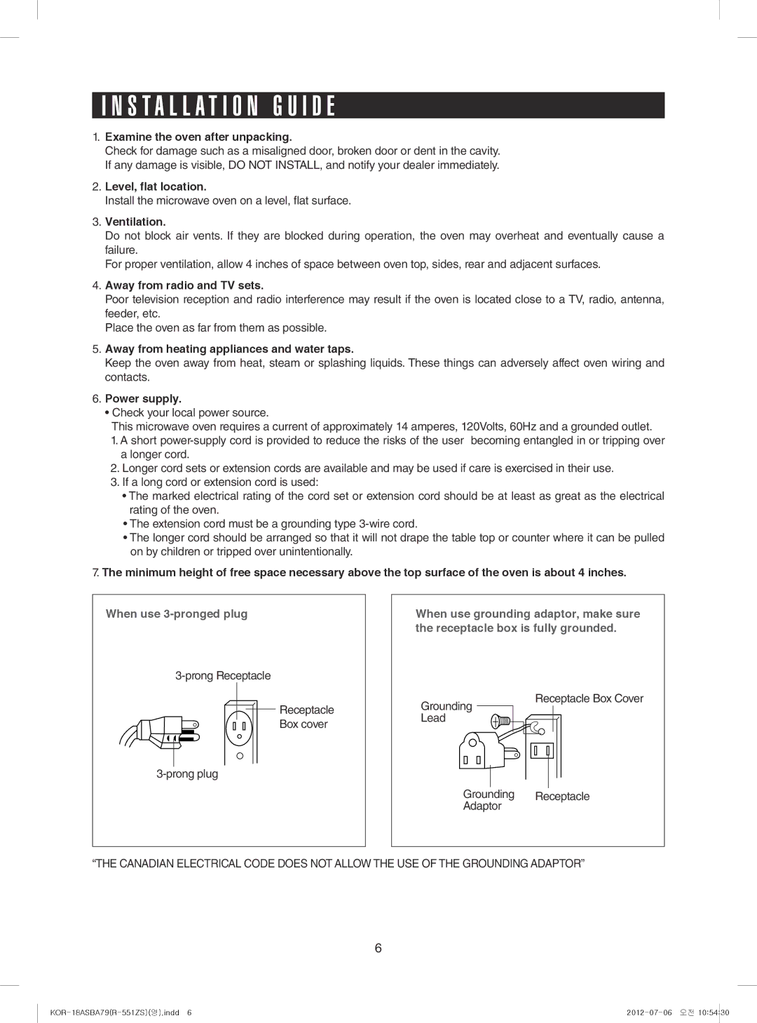 Sharp R-551ZS warranty Installation G U I D E 