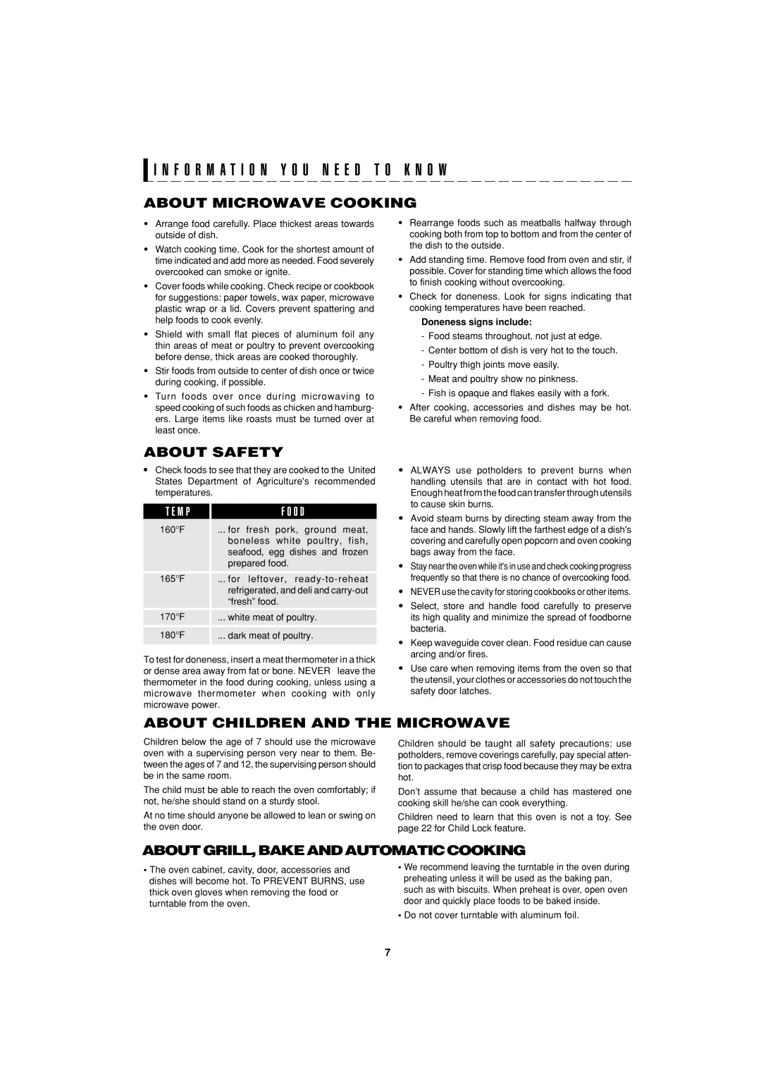 Sharp R-55TS operation manual About Microwave Cooking, About Safety, About Children and the Microwave, M P O D 