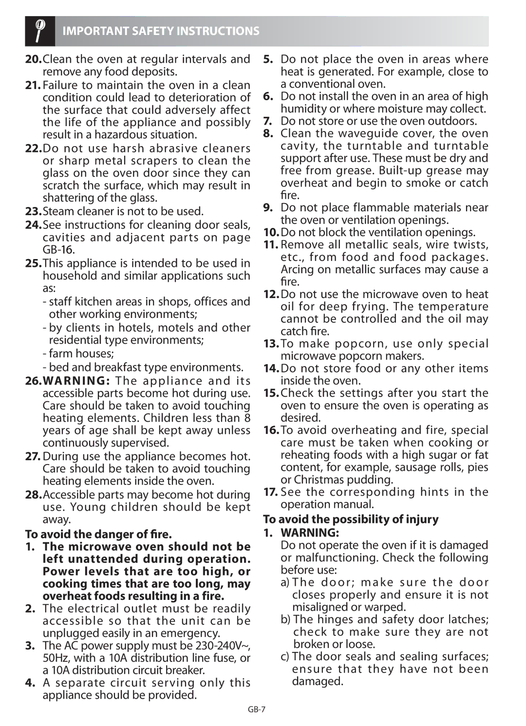 Sharp R-622STM operation manual To avoid the danger of fire 