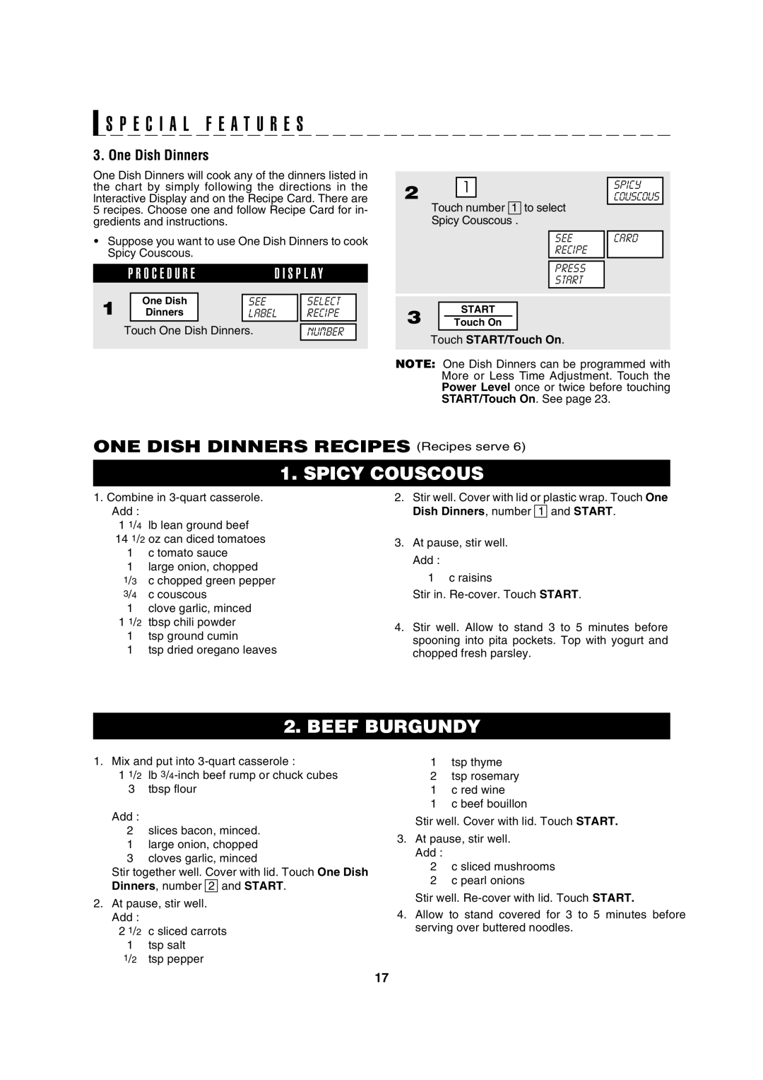 Sharp R-630D operation manual Spicy Couscous, One Dish Dinners 