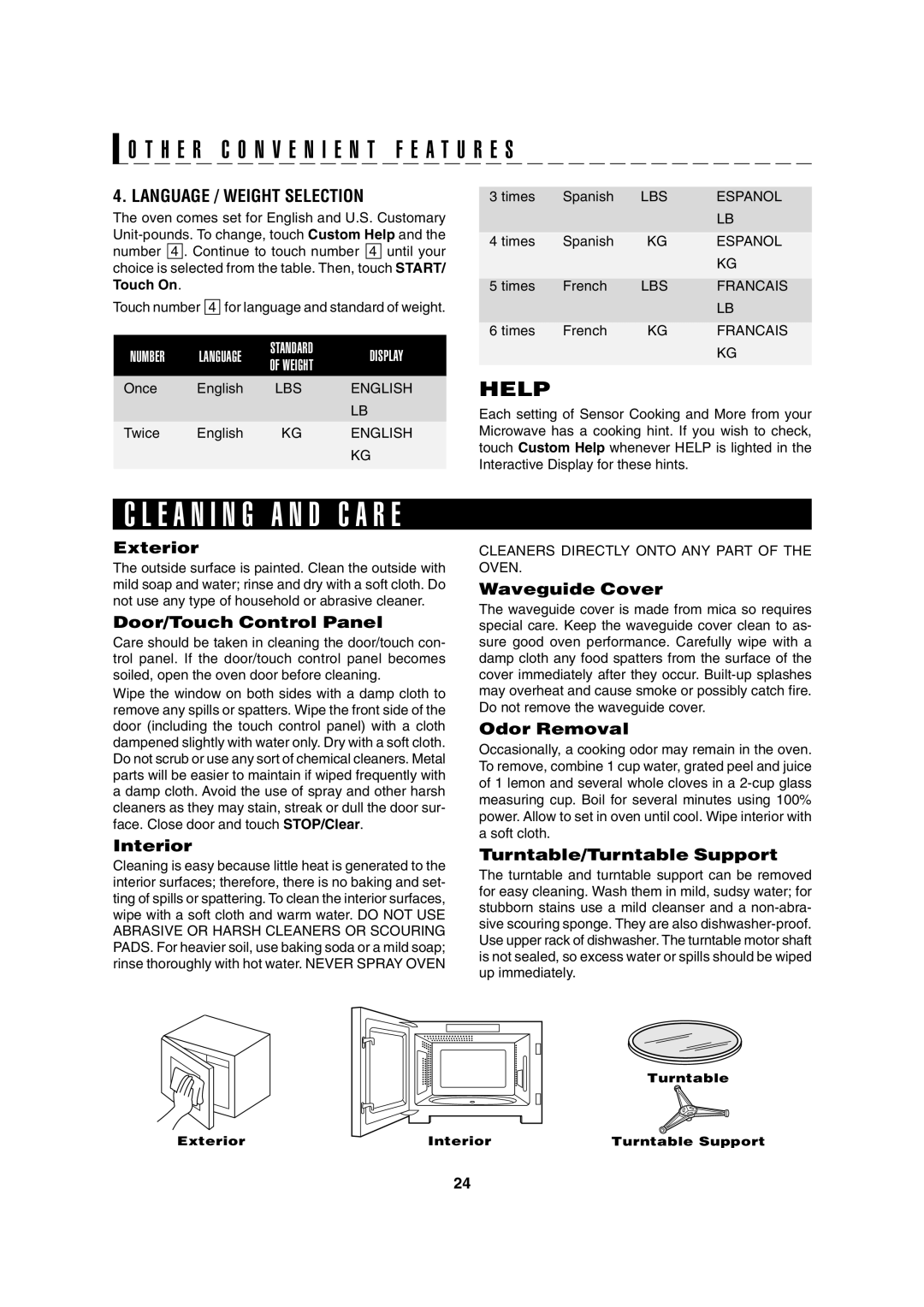 Sharp R-630D operation manual E a N I N G a N D C a R E, Help 