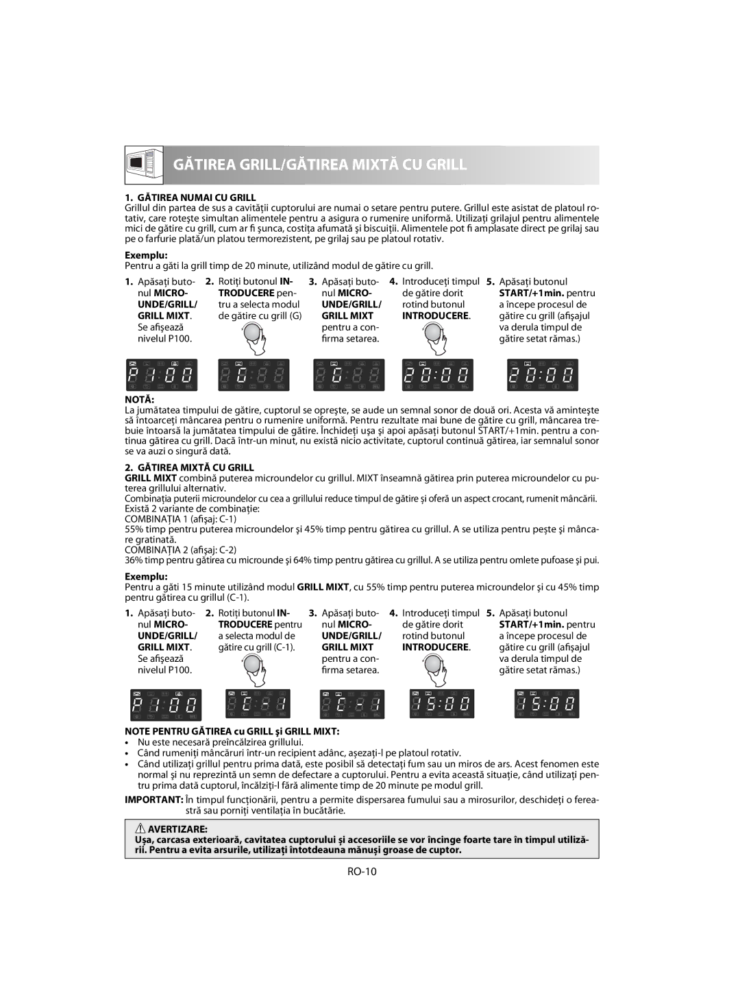 Sharp R-63ST operation manual RO-10 