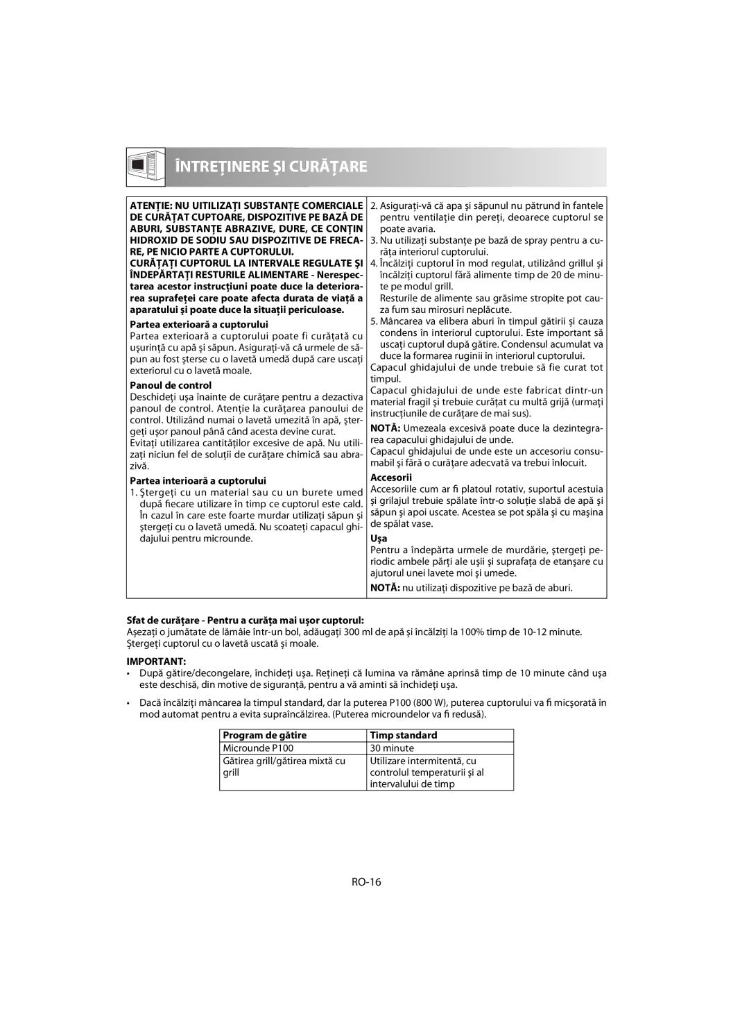 Sharp R-63ST operation manual RO-16 