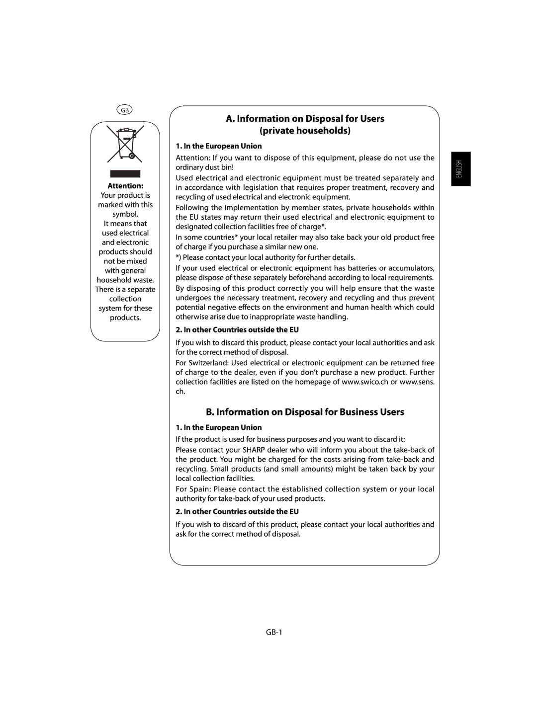 Sharp R-63ST operation manual GB-1 