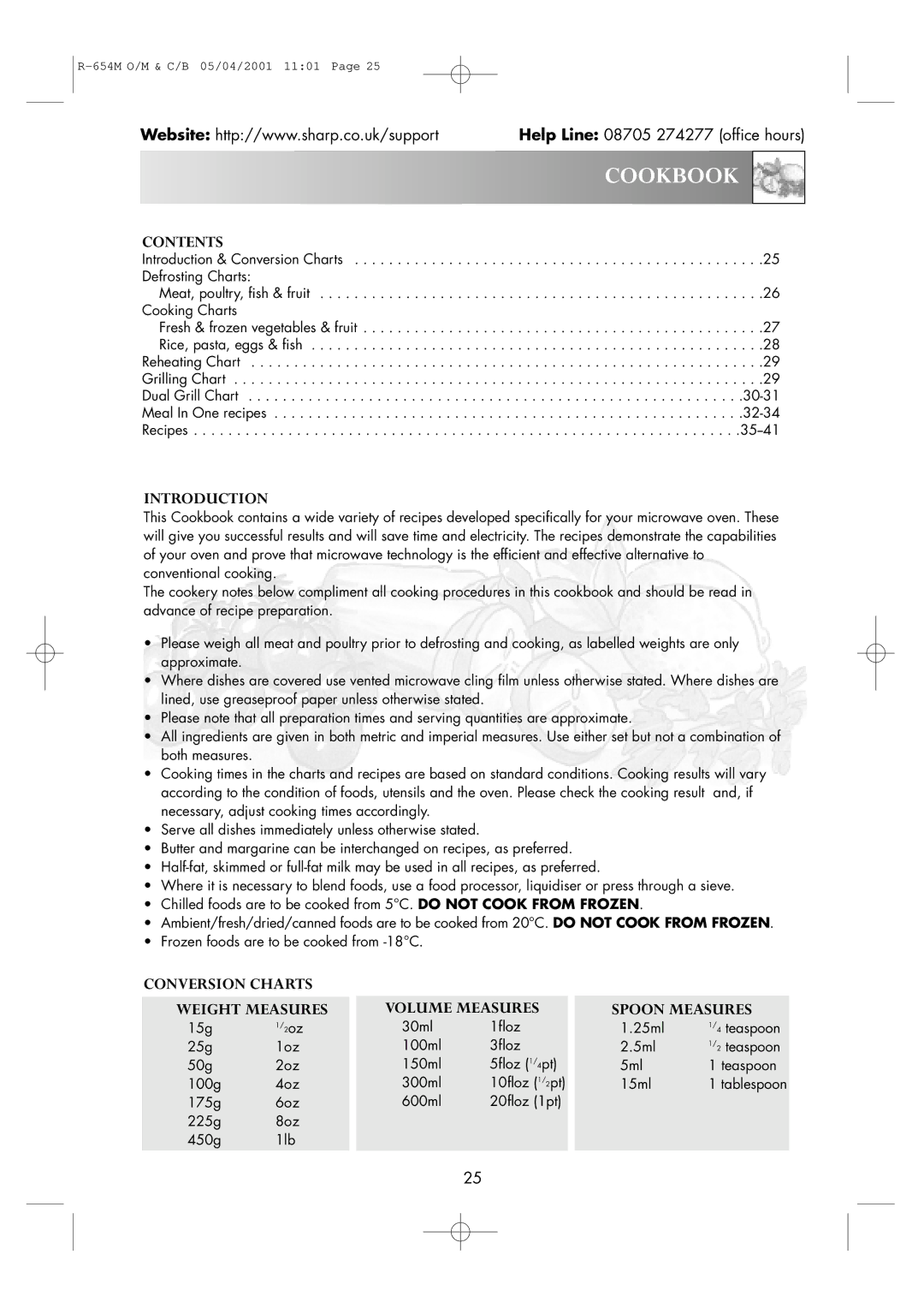 Sharp R-654M operation manual Contents, Introduction 