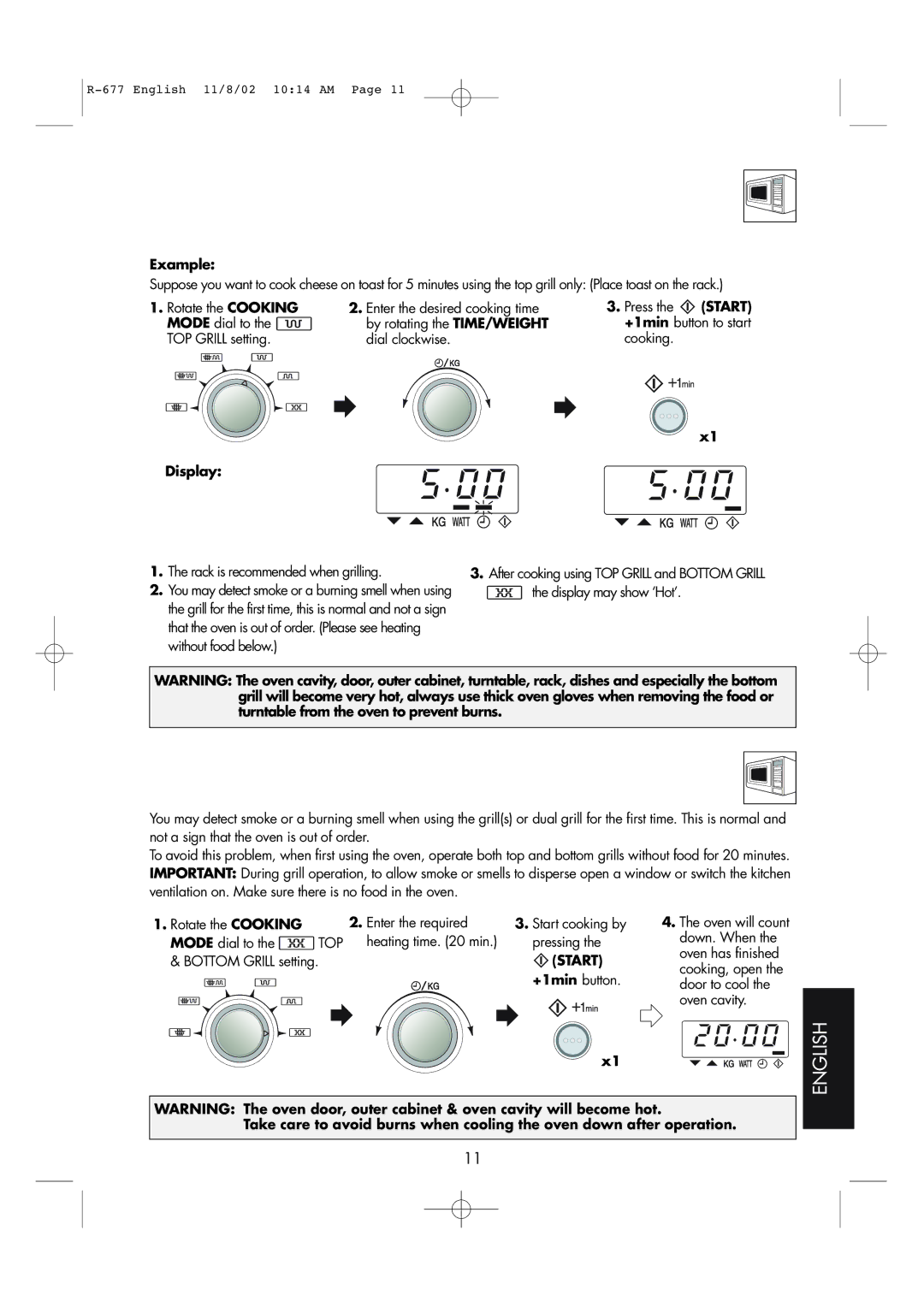 Sharp R-677F operation manual Heating Without Food, Rack is recommended when grilling 