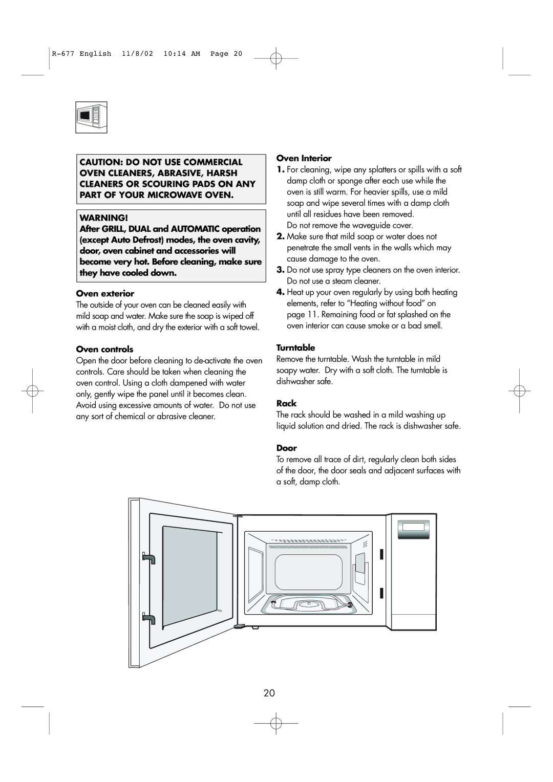 Sharp R-677F operation manual Care and Cleaning 