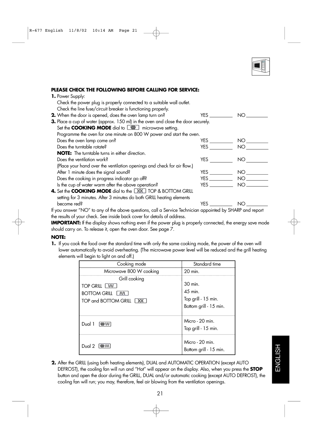 Sharp R-677F operation manual Xxxxxxxxxxxxxxxxservicecall Check, Please Check the Following Before Calling for Service 