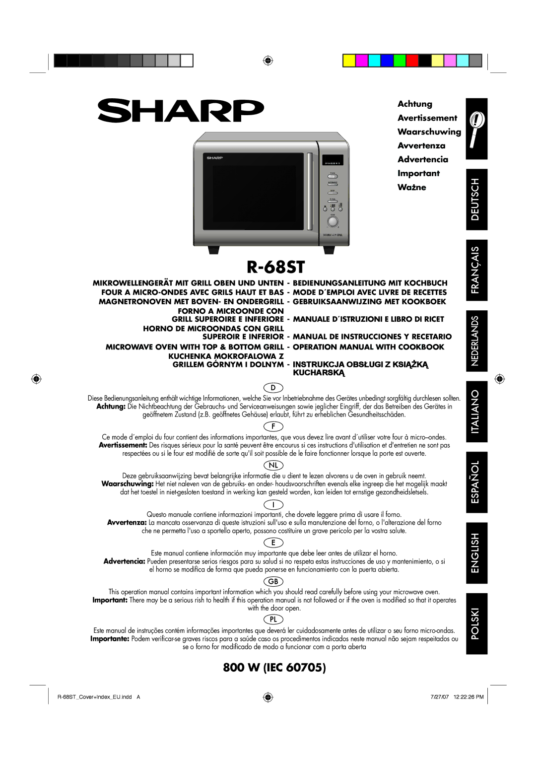 Sharp R-68ST manual 