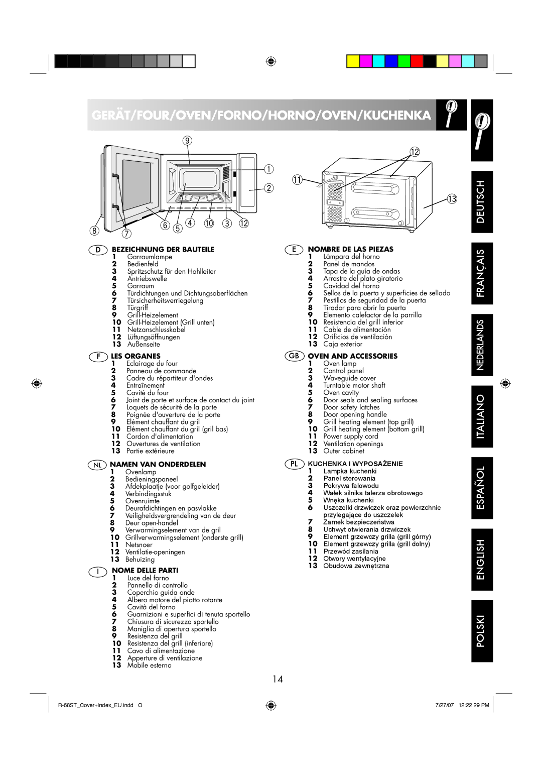 Sharp R-68ST manual Gerät/Four/Oven/Forno/Horno/Oven/Kuchenka 