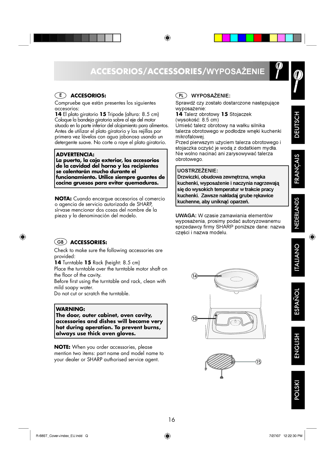 Sharp R-68ST manual Accesorios/Accessories/Wyposażenie 