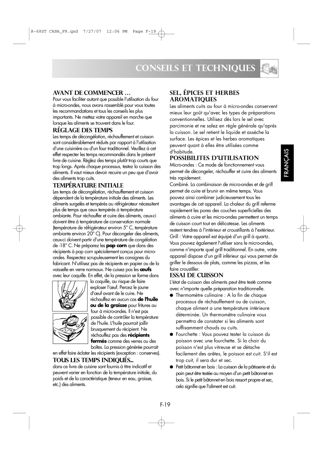 Sharp R-68ST manual Conseils ET Techniques 