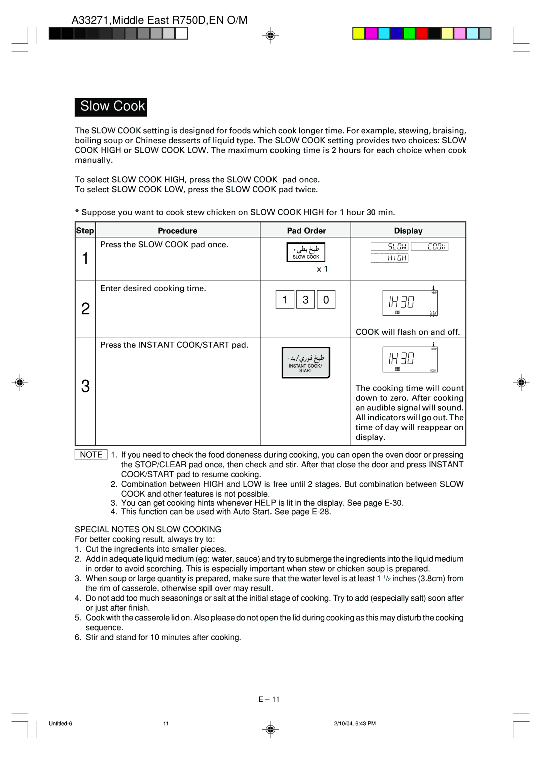 Sharp R-750D operation manual Special Notes on Slow Cooking 