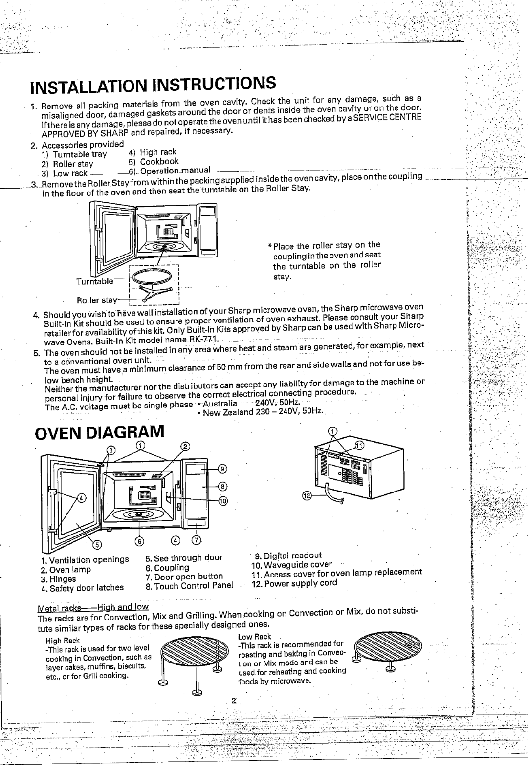 Sharp R-7A54 manual 