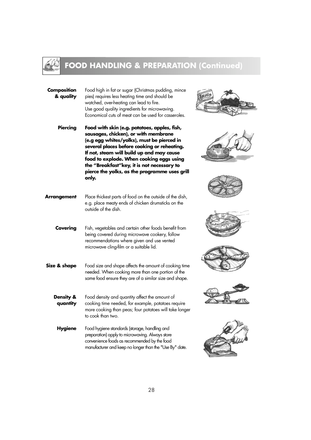 Sharp R-82STM manual Food Handling & Preparation 