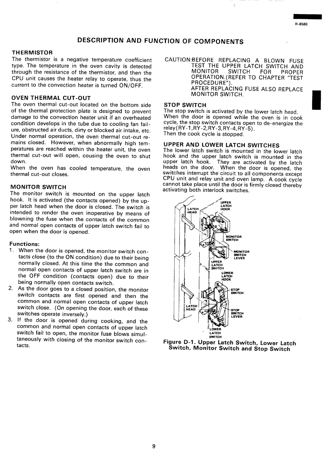 Sharp r-8580 manual Description and Function of Components 