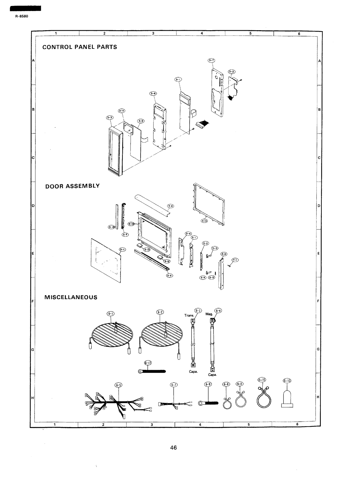 Sharp r-8580 manual ‘Y \‘, Control Panel Parts Door Assembly Miscellaneous 