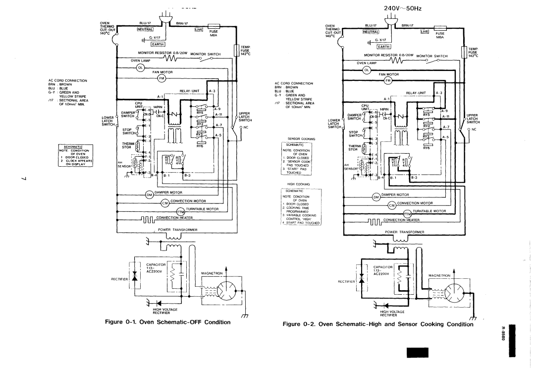 Sharp r-8580 manual 240V-50Hz G-4, Figure O-l.Oven Schematic-OFFCondition, A-5 c A 