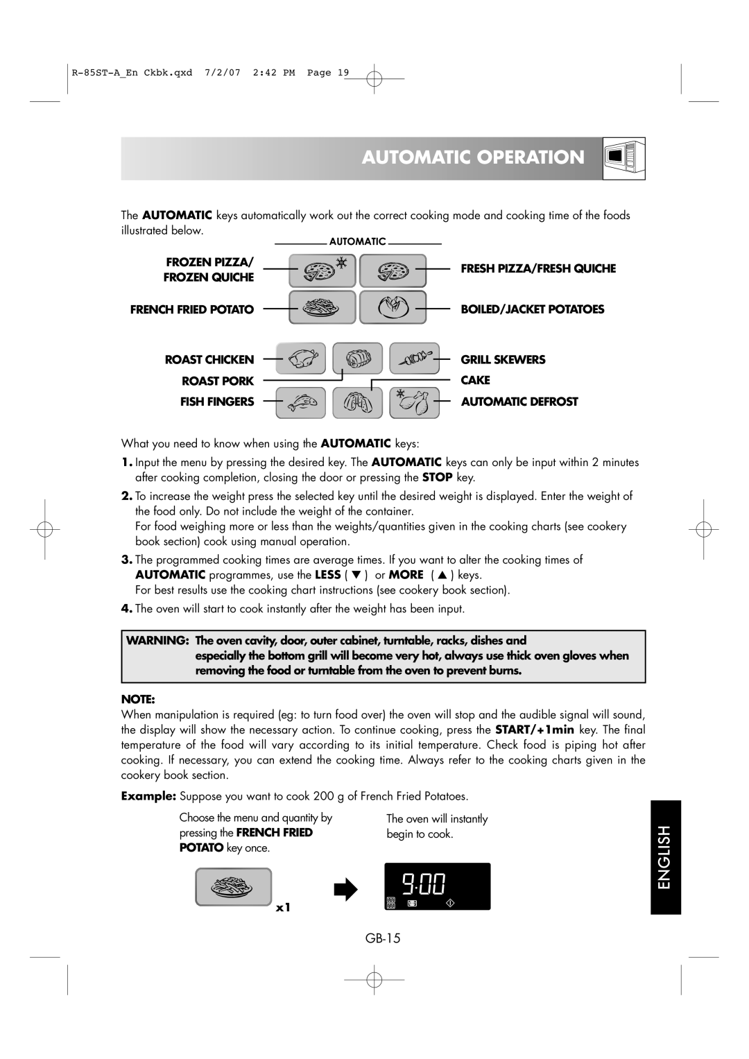 Sharp R-85ST-A operation manual Automatic Operation 