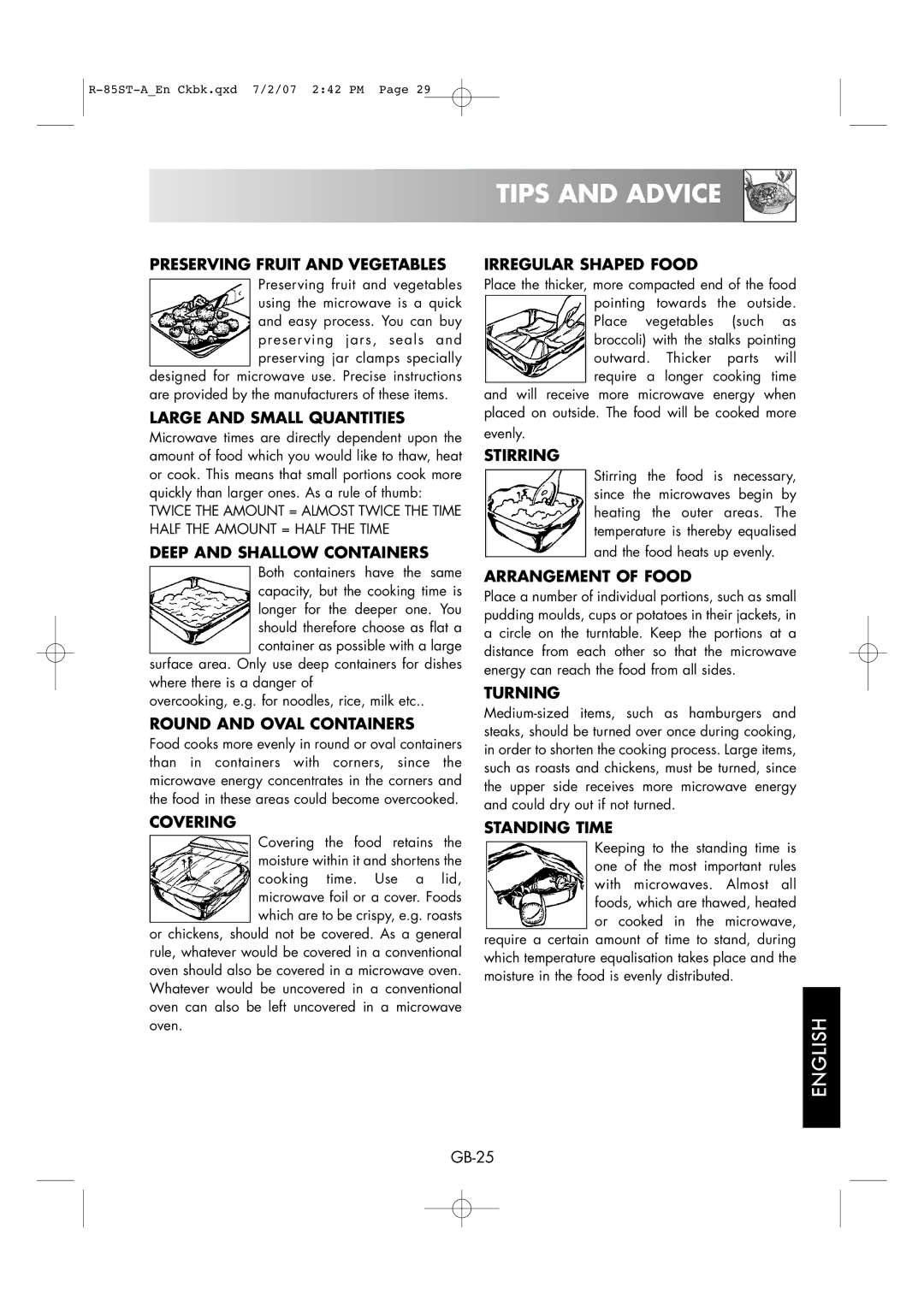 Sharp R-85ST-A Preserving Fruit and Vegetables, Large and Small Quantities, Deep and Shallow Containers, Covering, Turning 