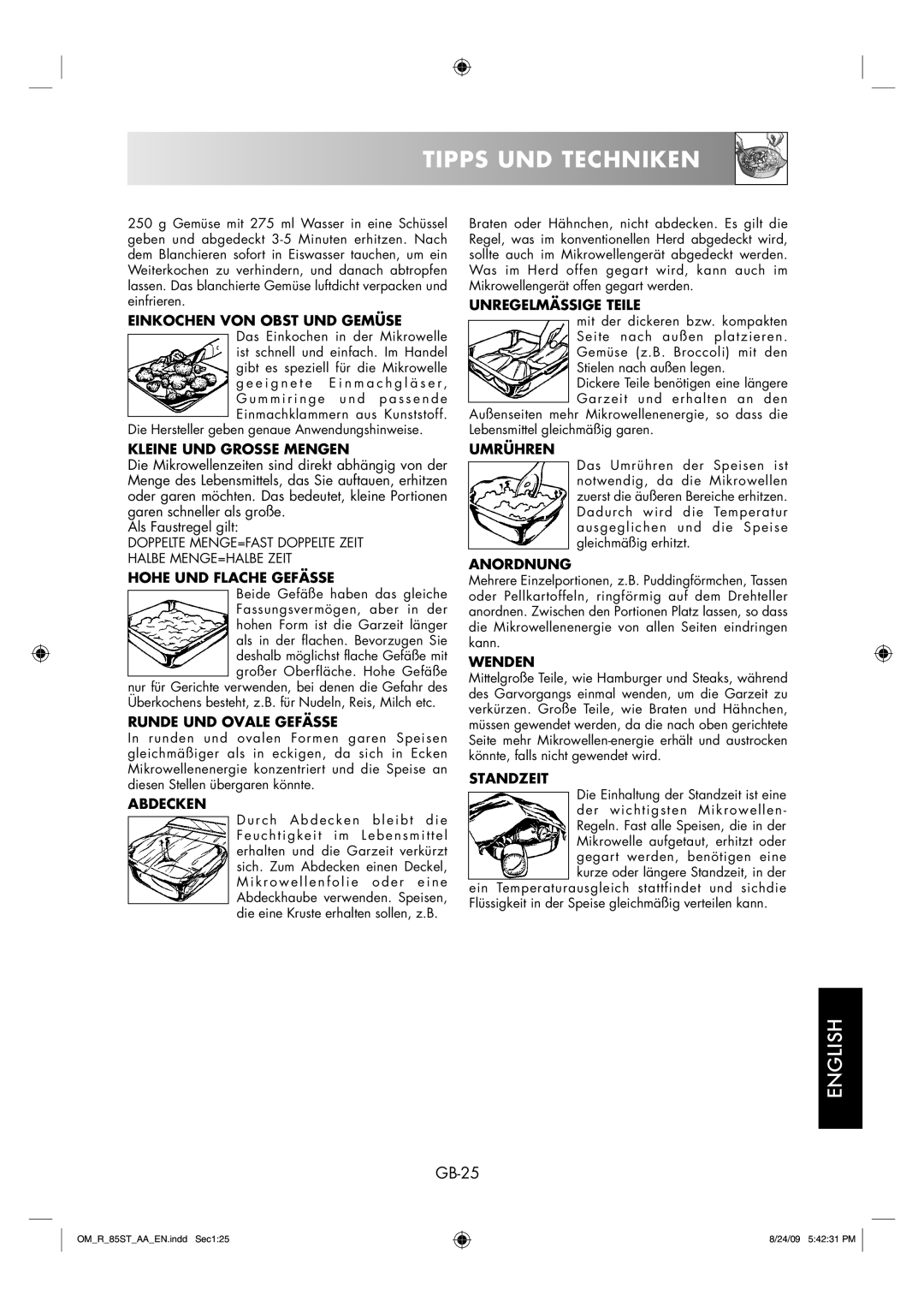 Sharp R-85ST-AA operation manual GB-25 