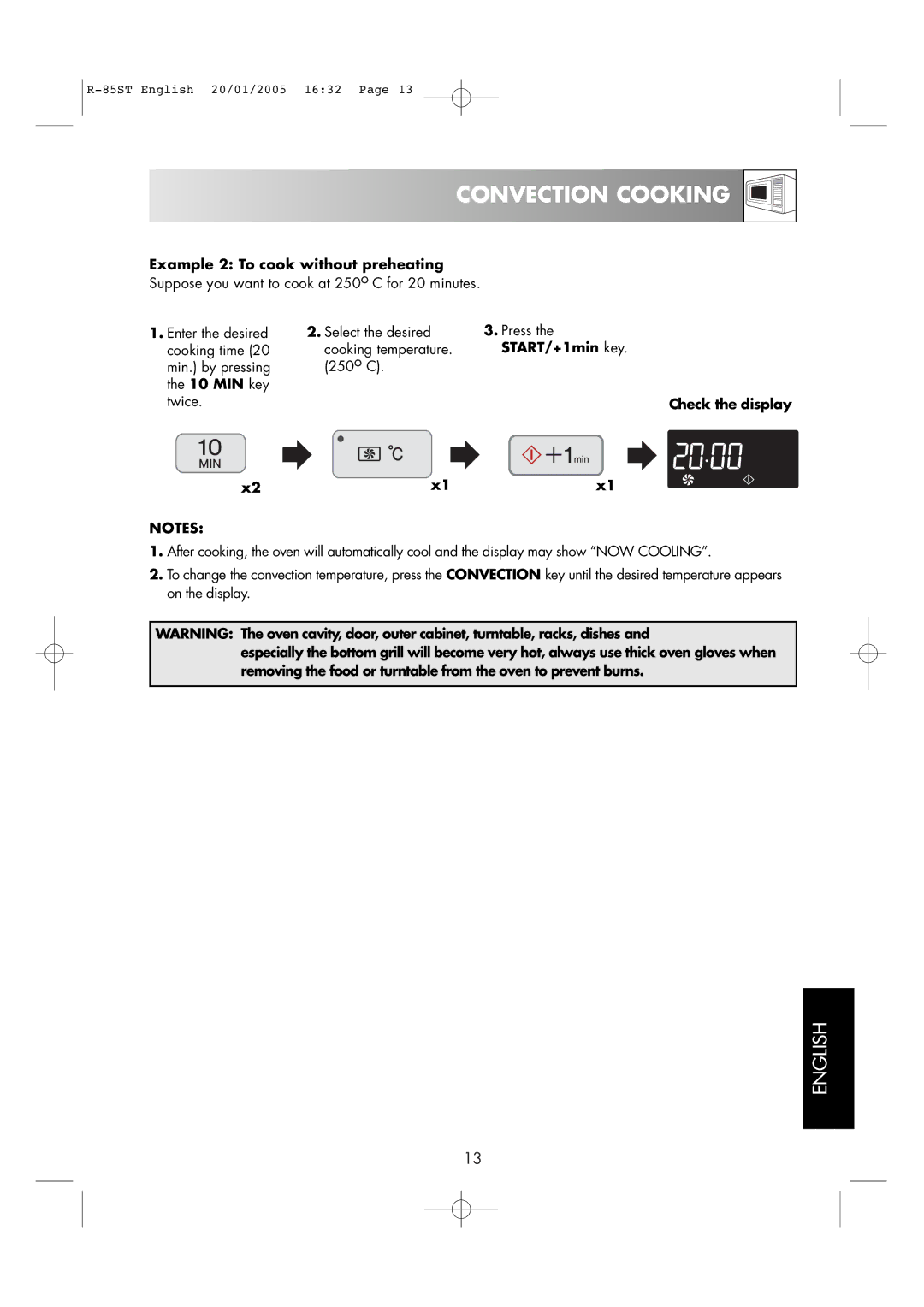 Sharp R-85ST operation manual Example 2 To cook without preheating 