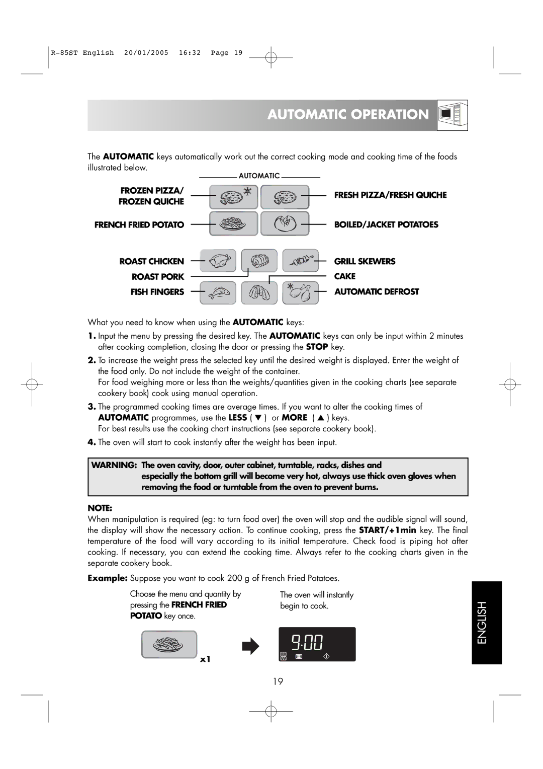 Sharp R-85ST operation manual Automatic Operation 