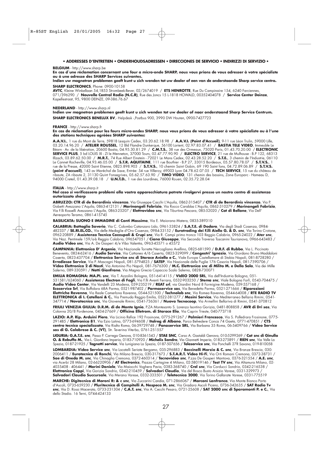 Sharp R-85ST operation manual 85ST English 20/01/2005 1632 