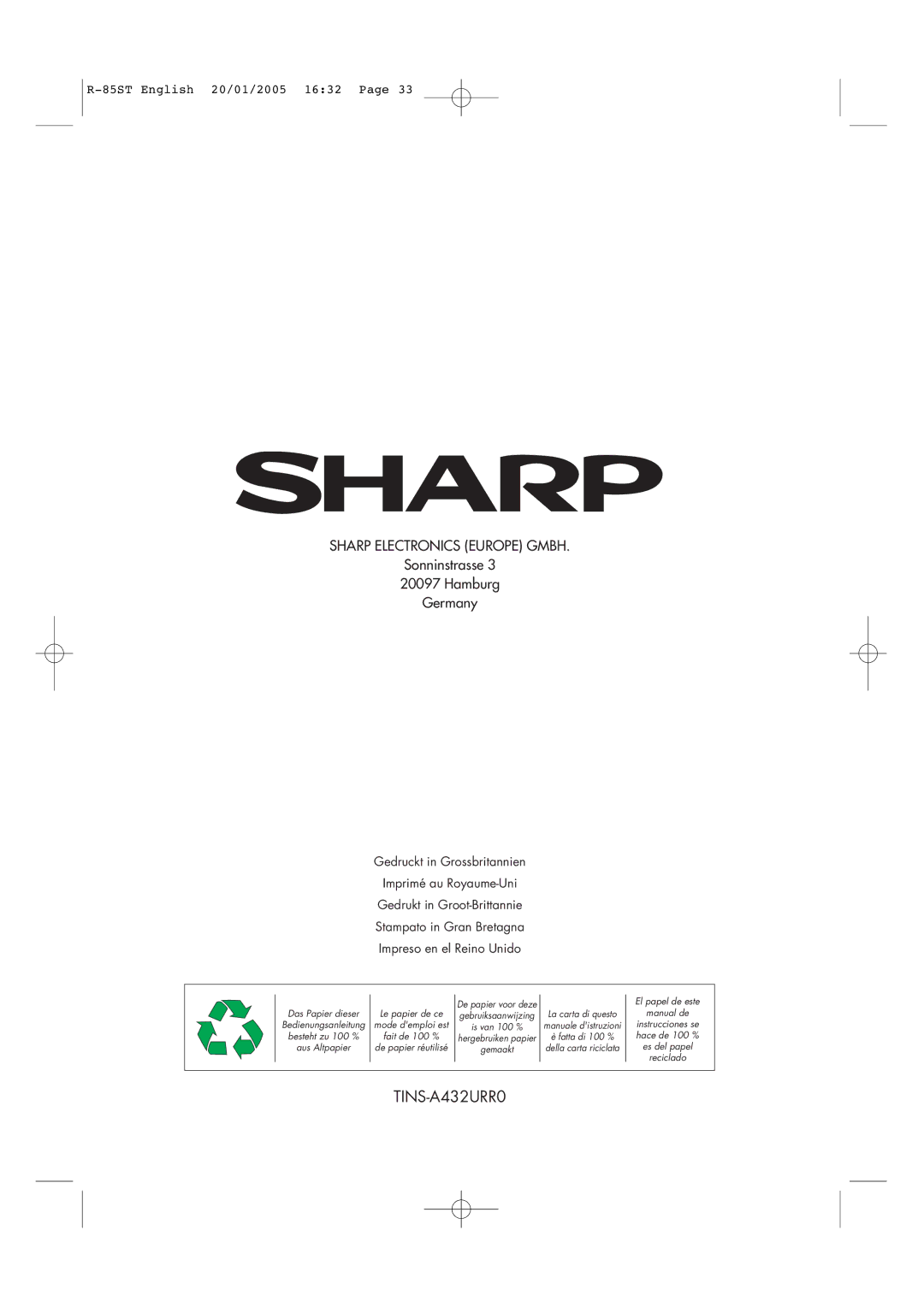 Sharp R-85ST operation manual Manual de 