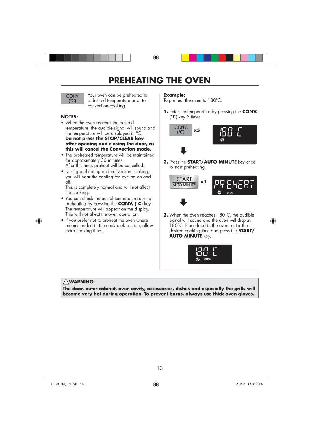 Sharp R-86STM manual Preheating the Oven 