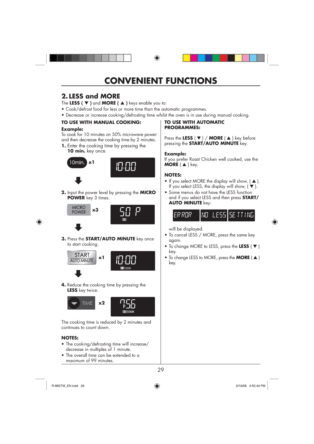 Sharp R-86STM manual To USE with Manual Cooking Example, To USE with Automatic Programmes 