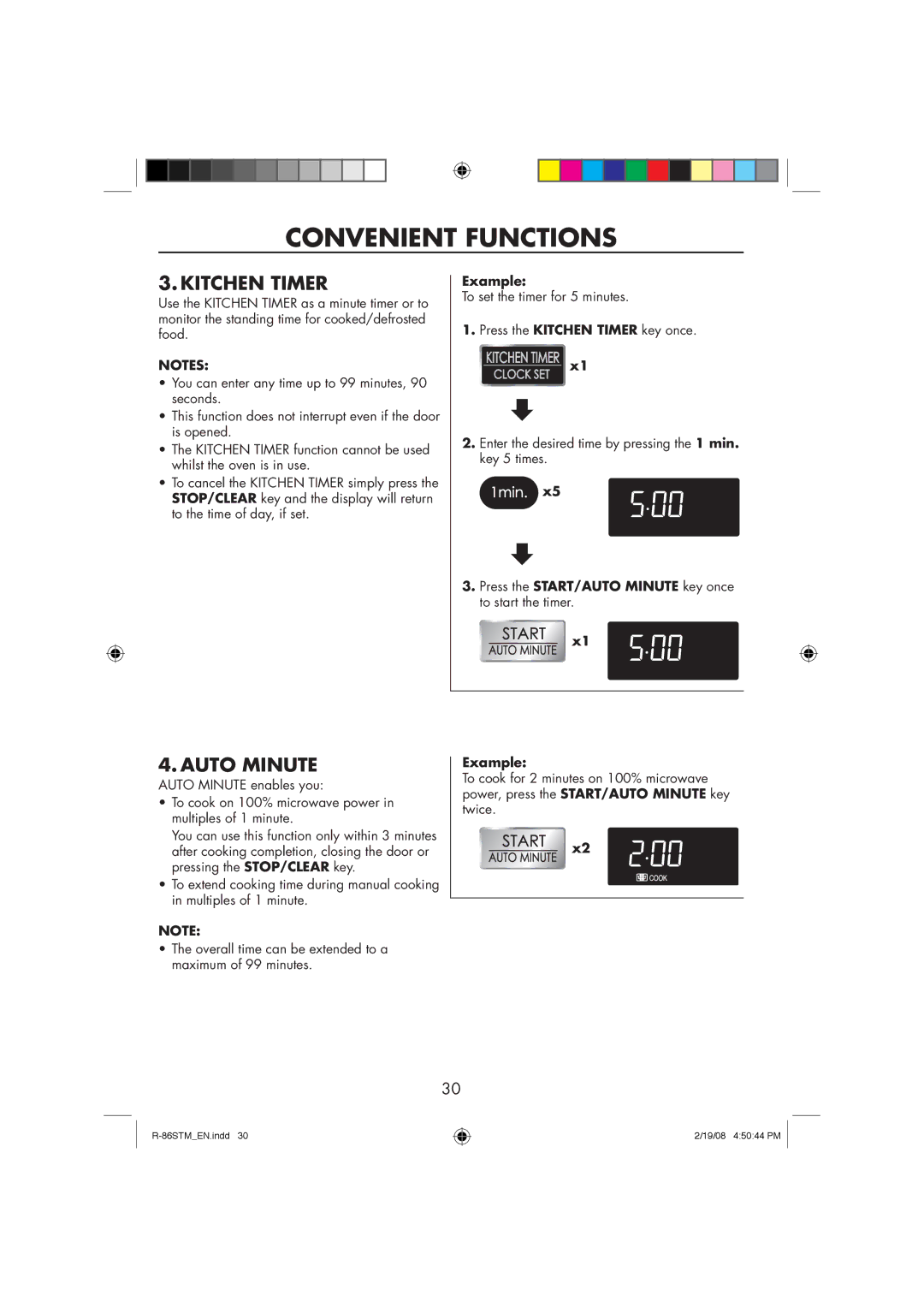 Sharp R-86STM manual Kitchen Timer 