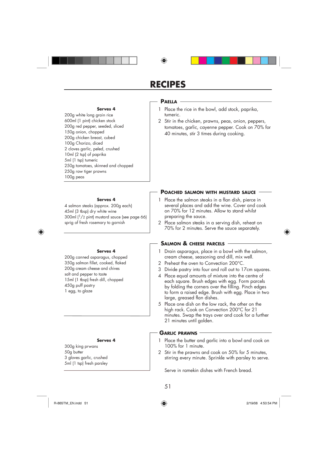 Sharp R-86STM manual Paella 