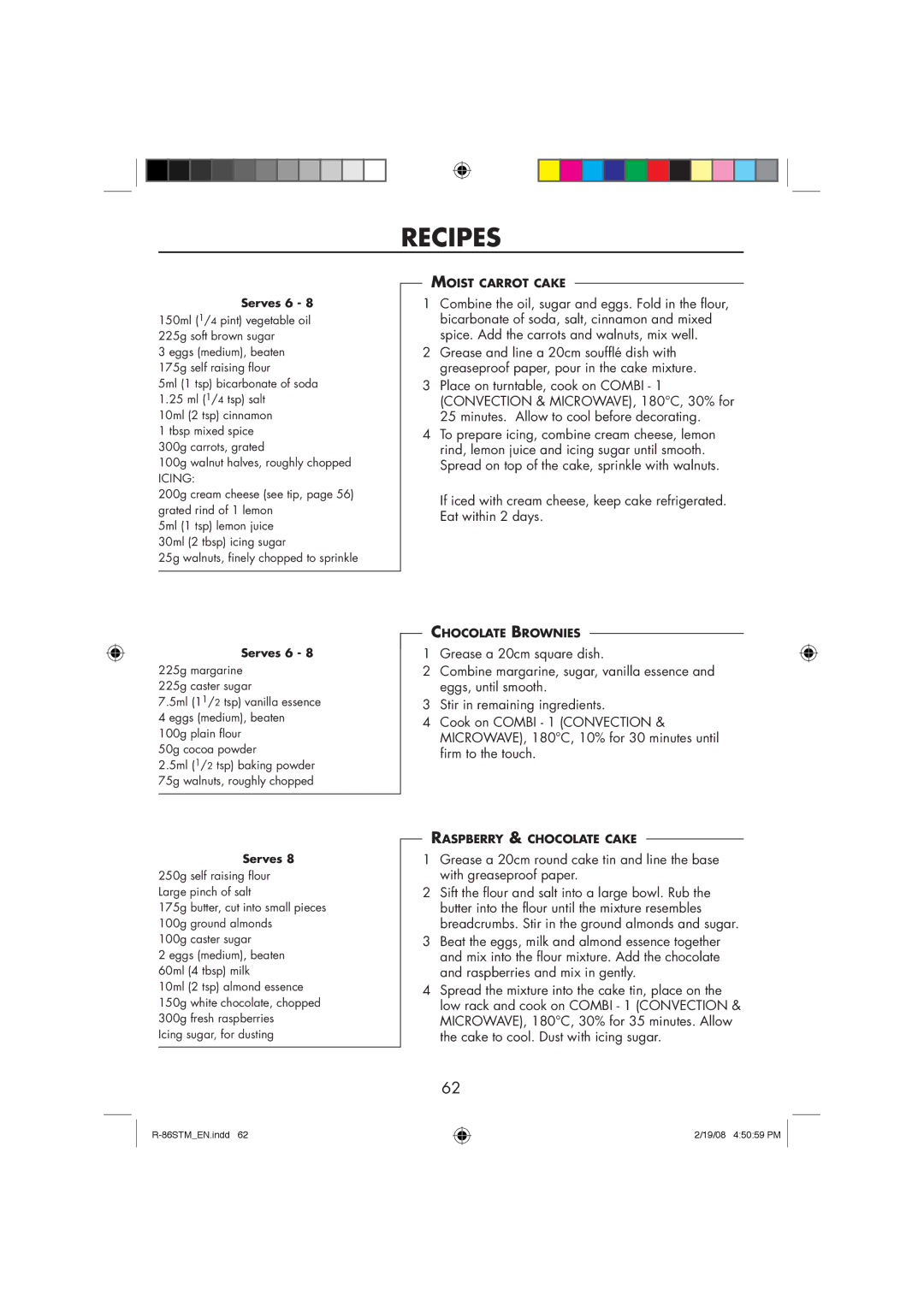 Sharp R-86STM manual Serves 6, Icing 